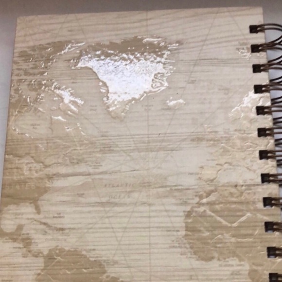 New Journal Book Tan Travel World Globe Spiral Blank Lined Journal Book Notebook - Picture 5 of 7